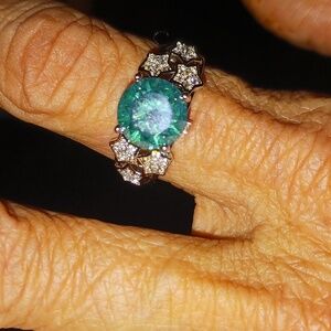 Lab Created,green spinel,with white Star Shaped  Accents,solid 925 Silver?!